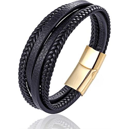 Multilayer Real Leather Bracelet Men Stainless Steel Magnet Buckle Men Gift Friendship Bracelet For Womens Gift Spring Style