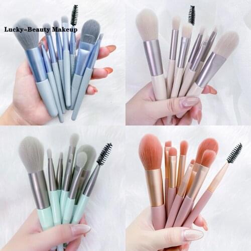 Lucky-Beauty Makeup brush set 8pc brush portable storage powder brush blush face eye brush full set of makeup tools