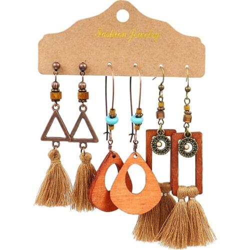 2020 new Bohemian tassal earrings set ethnic style vintage drop earrings women