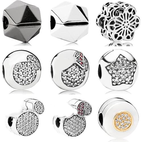 NEW 2018 100% 925 Sterling Silver Safety Clip Personality Retro Charm Bead Collocation Bracelet DIY Bangle Girl Gift Wholesale