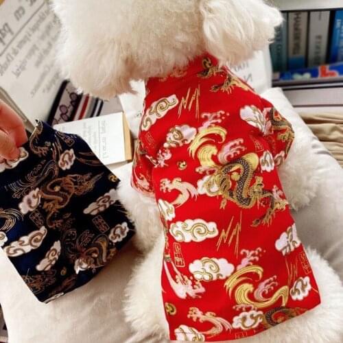 Dog Clothes Chinese Dragon Printed New Year Clothes Pet Dog Clothes Jacket Dog Clothing Pet Supplies