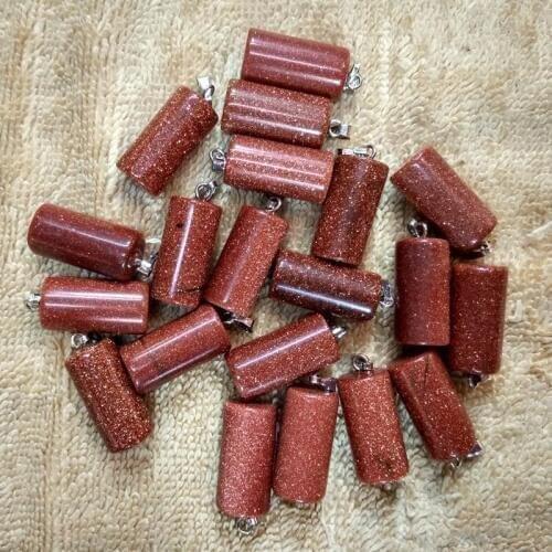 Wholesale 50pcs/lot 2016 fashion high quality gold sand stone cylinder shape pendants charms for jewelry making free shipping