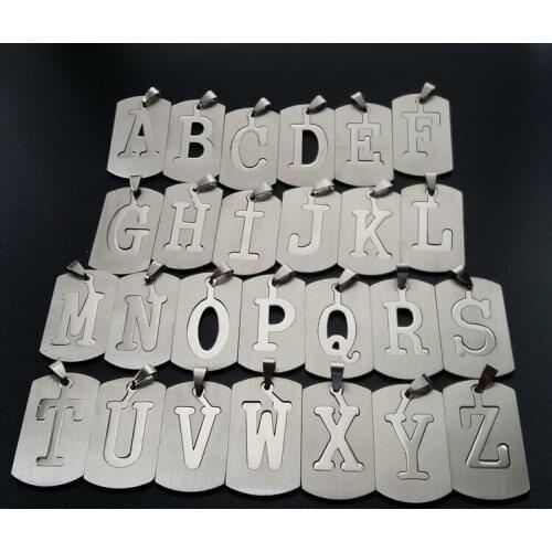 Stainless Steel All 26 English Alphabet Necklace Detachable Simple Initial Word Letter A-Z Dog Tag Pendant Chain Necklaces