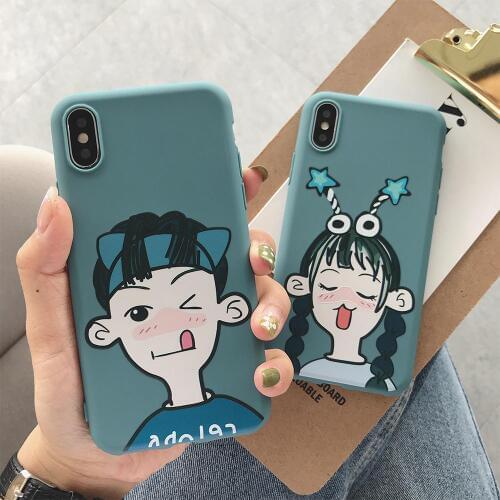 Couple Phone Soft Case For iPhone 7 Plus X Xs XR Xs Max 8 Plus Case Cute Silicone Cover For iPhone 7 8 6 6s 6s Plus TPU Case