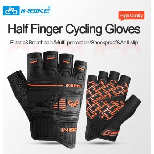 INBIKE Half Finger Cycling Gloves Breathable Short Finger Bike Gloves Shockproof Padded Sports Gloves MTB Outdoor Bicycle Summer