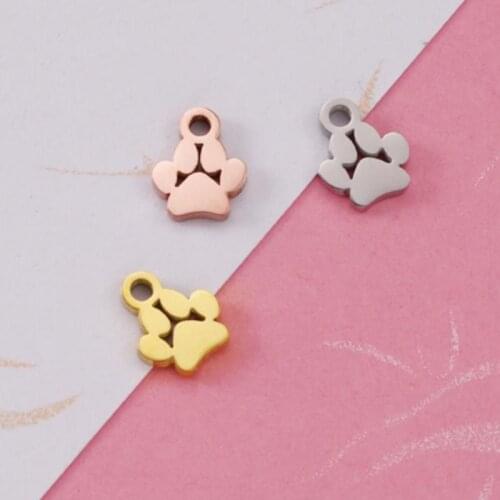 5pcs/lot 100% Stainless Steel Dog Paw Cat Animal Charm Wholesale Sun Om Connector Yoga Lotus Heart DIY Charms for Jewelry Making