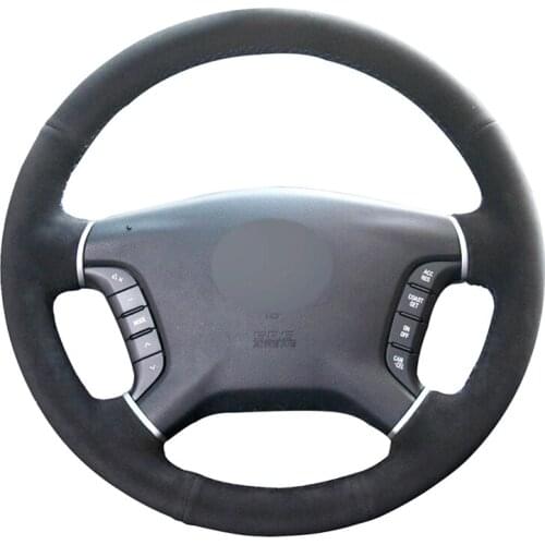 Hand-stitched Black Suede No-slip Car Steering Wheel Cover for Mitsubishi Pajero 2007-2014 Galant 2008-2012