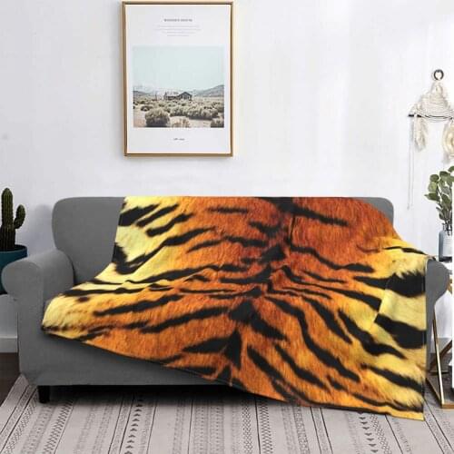 Realistic Tiger Skin Blankets Flannel Textile Decor Animalprint Skin Animal Portable Warm Throw Blankets for Bed Rug Piece