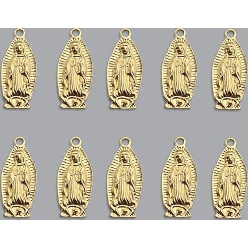 Vintage Golden Alloy Virgin Mary Portrait Coin Charms Matte Geometric Coins Pendant For Necklace Handmade Jewelry Accessories