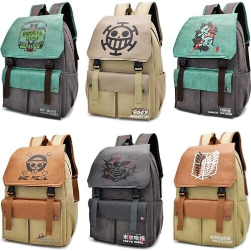 Demon Slayer Kimetsu no Yaiba Anime Canvas Backpack Schoolbag Attack On Titan ONE PIECE Cosplay Knapsack School Bags