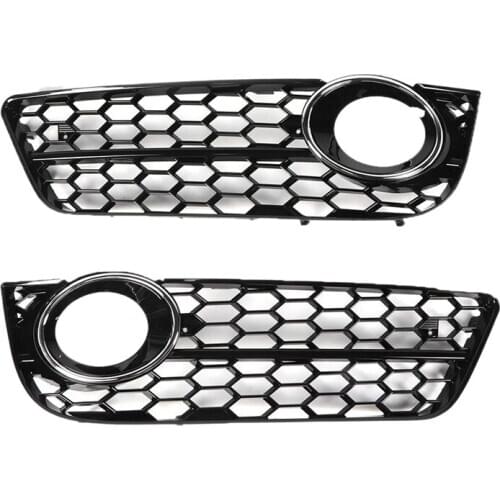 Mesh Honeycomb Fog Light Grilles Hex Front Bumper Lower Fog Light Lamp Grilles Replacement for A5 2008-2011 Chrome