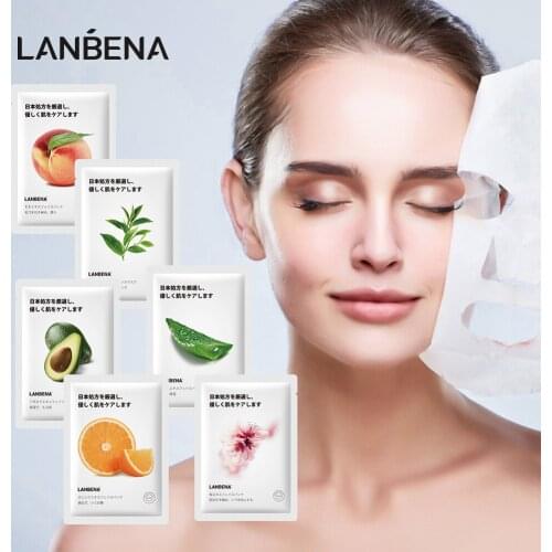 LANBENA Fruit Serum Series Mask Peach Cherry Pure Natural Extract Aloe Moisturizing Hydrating Smooths Skin Antioxidant Skin Care