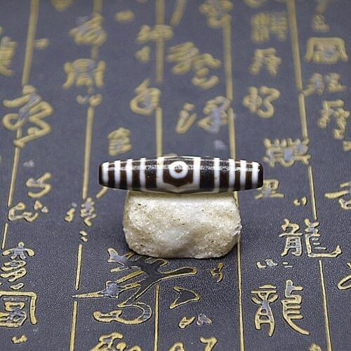Tibetan FengShui 3 eyes DZI 12*55mm black/white weathering agate beads men&women jewelry necklace pendant amulet Free Shipping