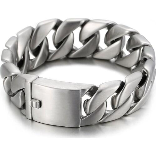 Heavy 20mm Chunky Cuban Link Chain Bracelet Jewelry High Quality Stainless Steel Brushed Matte Bracelet Men Accessories