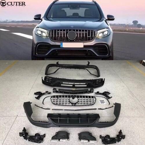 X253 GLC300 GLC63 AMG style Car body kit PP Unpainted front Rear bumper for Mercedes Benz GLC63 AMG body kit