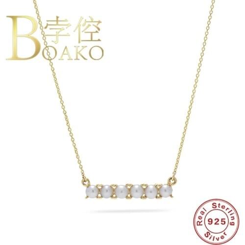 BOAKO Pearl Necklace For Women 925 Sterling Silver Jewellery Fashionable Luxury Gargantilla Plata De Ley 925 Chain #9.4