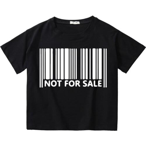 Barcode Letter Printed Women Summer Crop Tees Breathable Cotton Top Girl O-Neck T-Shirt Kids Short Sleeve Casual Short Tops