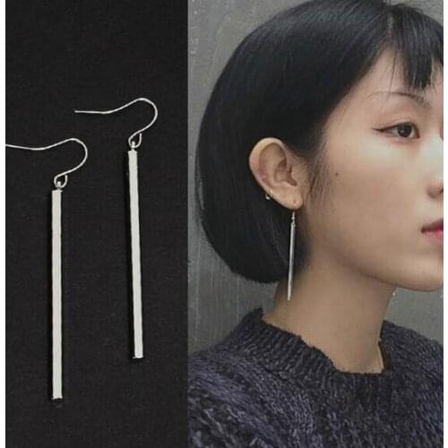 Ea776 Europe punk temperament simple personality Nightclub long Article geometric earrings Female charm jewelry