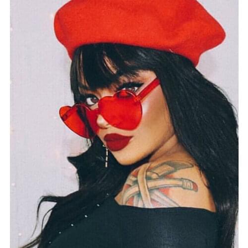 Party eyewear googles women 2018 frame candy tint color cat sun glasses fashion brand design Love heart shape rimless sunglasses