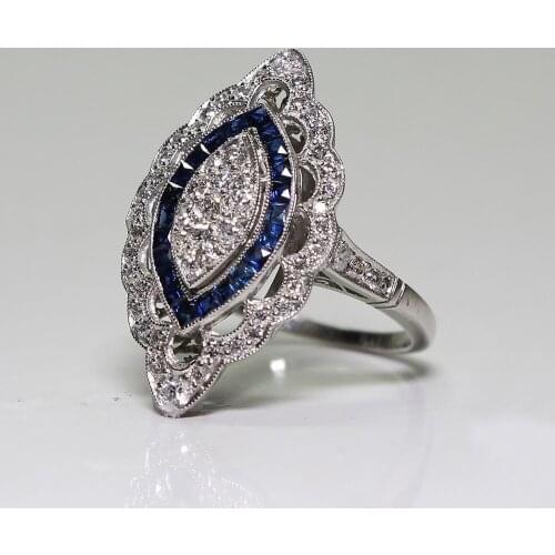 Sterling Silver 925 Diamond Rings for Women and Men Silver Wedding Rings Filled Womens Wedding Blue Diamond Necklaces Women