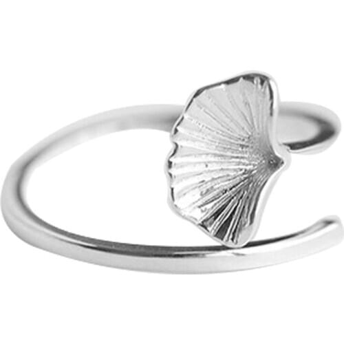 Open Size Ginkgo Leaf Ring Plant Ring Adjustable for Women Wedding Jewelry Gift