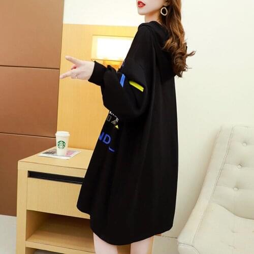 Personalized Sleeve Design Womens Mid Length 2021 Spring Korean Loose And Lazy Zipper Coat Hoodies Women Long Fleece Feminino