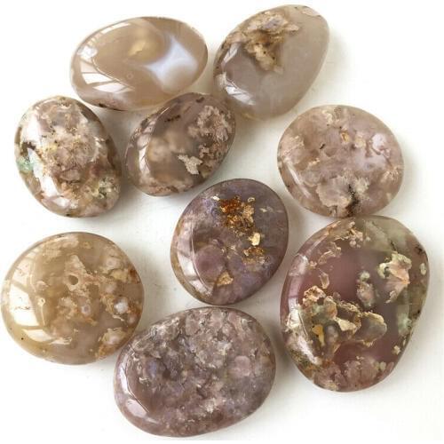 Dropshipping Natural Cherry Blossoms Palm Massage Therapy Polished Stone Natural Quartz Crystals Agate Play Stone 1 Piece