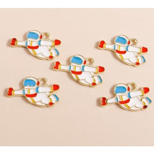 10pcs 22*12mm Fancy Flying Astronaut Charms for Necklaces Earrings Jewelry Making Spaceman Pendants Craft Supplies Accessories