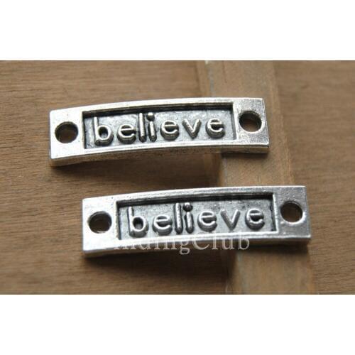 15pcs Silver Color Letter Believe Connector Inspiration Charms Metal DIY jewelry making A415