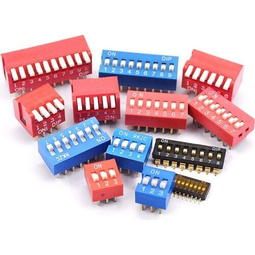20PCS 2.54mm 2 3 4 5 6 7 8 9 10p DIP switch Toggle side dial Flat dial Coded patch