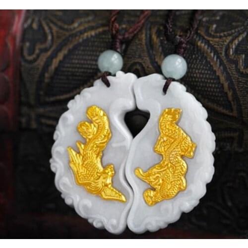 3D gold inlay and Tian Yu Long Phoenix pendant 9