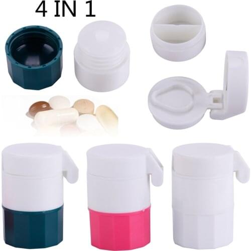 4 Layer Pill Box Cutter Medicine Crusher Grinder Splitter Tablet Cutter Divider Storage Case Pill Box Cutting Tablets