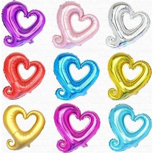 50pcs/lot 18 Inch Valentines Day Wedding Decor Romantic Hook Heart Shape Helium Foil Balloons Love Haert Inflatable Air Globos