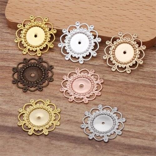 SIXTY TOWFISH 20 Pieces DIY Jewelry Accessories 28mm Handmade Materials Charms Brass Flower Filigree Flower Slice