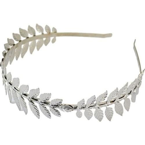 European Greek Goddess Headband Metallic Gold Silver Leaves Crown Hair Band Wedding Bridal Tiara Shimmer Hair Accessories