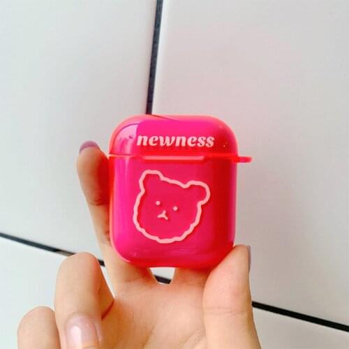 Fluorescent Cartoon Bear Airpods Case 1 / 2 / Apple Bluetooth Headset For Airpods Pro 3 Cover Air Pods Transparent Cases Covers