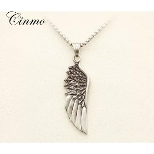 Cinmo Exquisite Angel Wing Necklace Fahion New Style Hip Hop Cool Stainless Steel Necklaces For Men Women Charm Jewelry Gift
