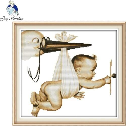 Joy Sunday Flying Baby Patterns Cross Stitch Kits Painting Cross Stitch Home Decoration Needlework Diy Embroidery Handmade Craft