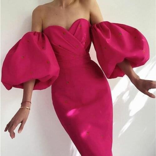 Strawberry Dress Lantern Sleeve Maxi Backless Sexy Bodycon Slim Night Party Club Long Dress 2021 Fashion Elegant Women Clothes