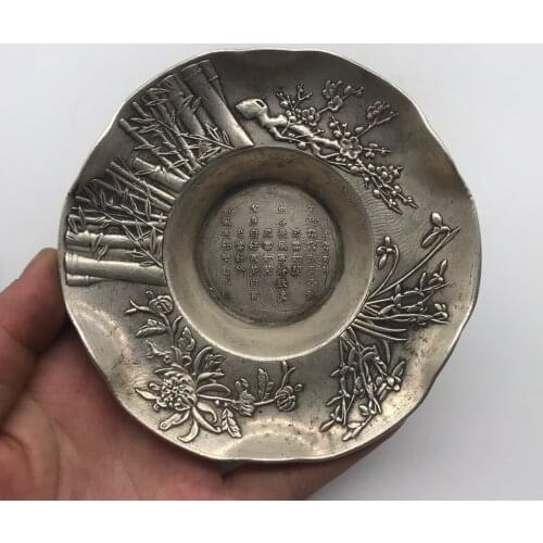 Collect Chinese Tibet Silver SculptureFigure Of The Four Seasons Metal Crafts Home Decorationng Dish Decoration