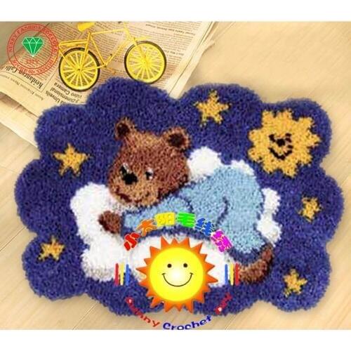 Needlework rugs carpets Cartoon Bear Crocheting Rug Yarn Cushion Embroidery Carpet DIY Mat Needlework Kit Latch Hook Rug Kits