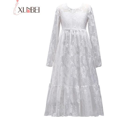 Lace Flower Girl Dresses Floor Length With Bow Long Pageant Gown For Girls Dresses Wedding Party vestido цветочные платья для д