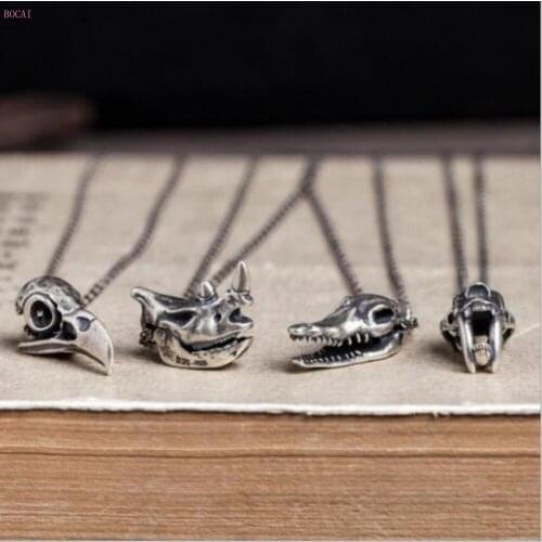 2019 new pop fashion jewelry S925 Silver Punk Necklace Eagle/Cheetah/Rhinoceros/Crocodile Pendants for men