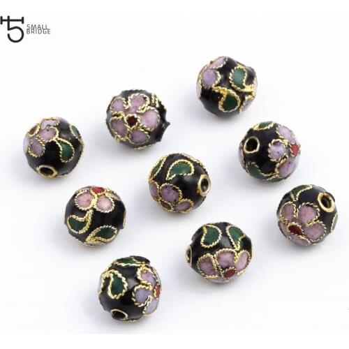 6/8/10/12mm Cloisonne Metal Enamel Beads for Jewelry Making Diy bracelets for women Loose Spacer Copper Beads Wholesale M501