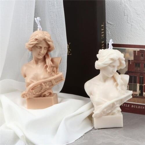 Myth Of The Goddess Female Silicone Candle Molds 3D Violin Shape Resin Making Torso Statue Soap Figure Lady Goddess Soft Tool