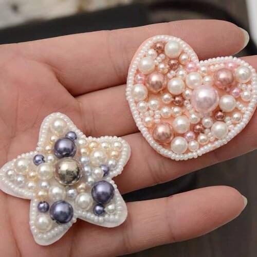 Fashion Handmade star rhinestone beaded patches for clothing DIY sew patch embroidered applique decorative sequins Parches heart