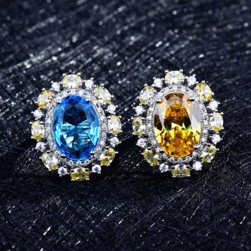 New Luxury Wedding Ring Inlay Big Oval AAA Cut Zircon Dazzling Fashion Jewelry For Women Engagement Eternity Accessories