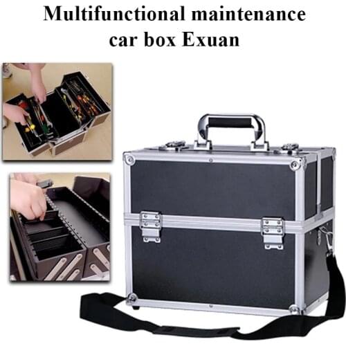 Hardware household plastic large portable electrician multi-function repair car box storage box three-layer tool box aluminum