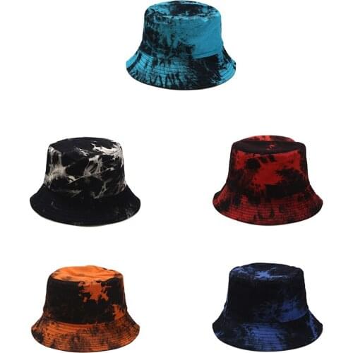 Fashion Graffiti Style Summer Harajuku Bucket Hat Colorful Tie Dye Fisherman Hat Cap for Men Women Hip-Hop 56-58cm