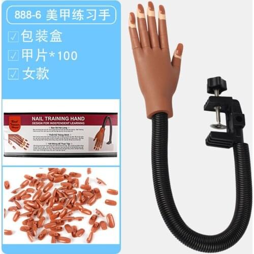 Art Hands Professional Practice Hand +100Pcs Nail Tips Adjustable Plastic Practice Model DIY Manicure Nail Tool Flexible & Soft